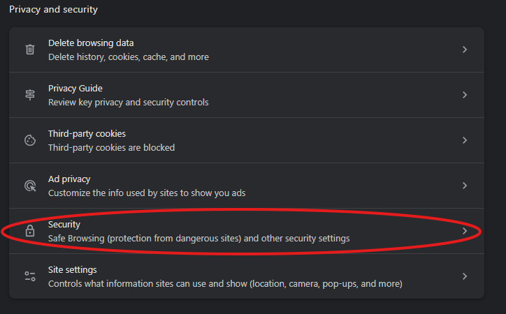 Screenshot showing settings option